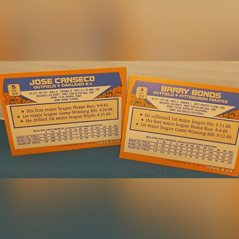 1987 Topps Toys 'R' Us Baseball Rookies Card Set - Picture 14 of 16